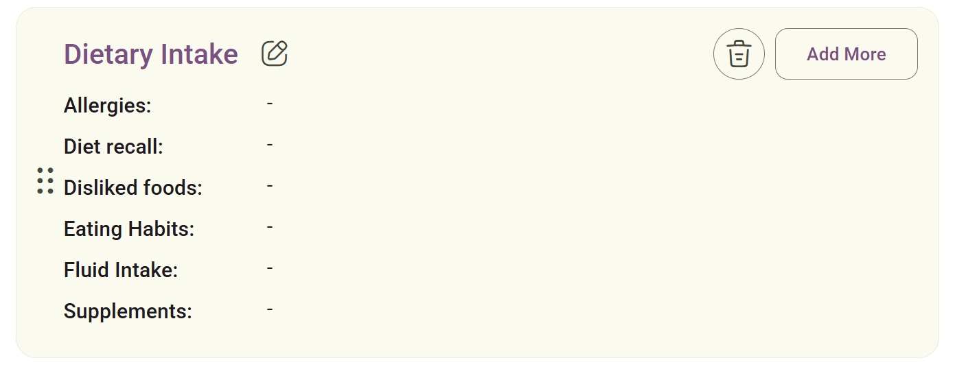 Records Card in the Template Screenshot
